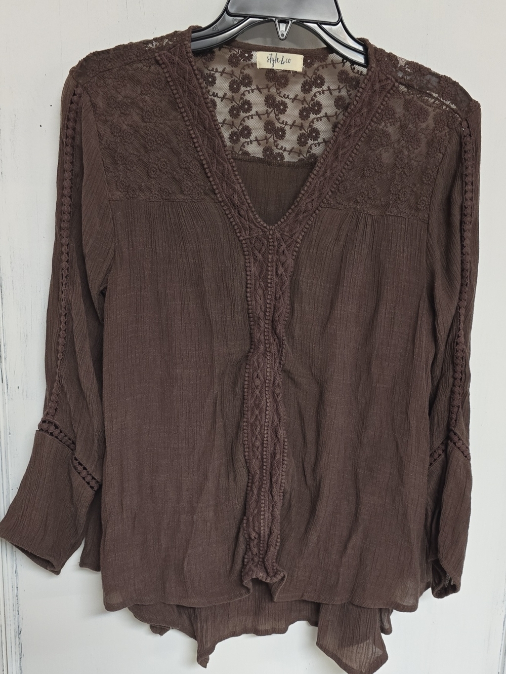 Style & Co Brown Blouse Top